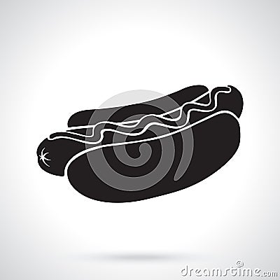 Silhouette of hot dog with mustard Vector Illustration