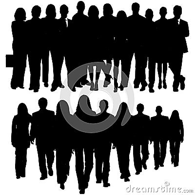 Silhouette of a huge crowd of business people Vector Illustration