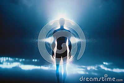Silhouette of human astral human body concept image for near death experience, spirituality, and meditation - AI Generated Stock Photo