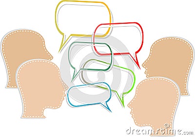 Silhouette of a human head with bubbles speech Vector Illustration