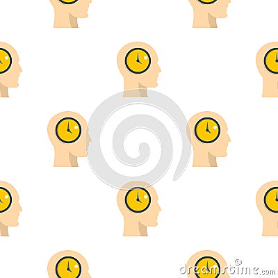 Silhouette of a human head with clock pattern Vector Illustration