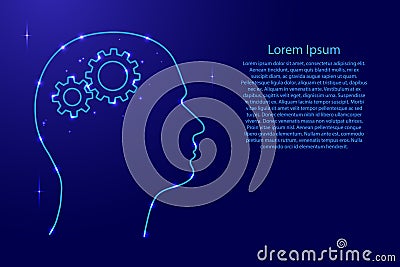 Silhouette of a human head with gears instead of a brain from th Cartoon Illustration