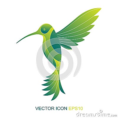 Silhouette of a hummingbird. Logo. A flat icon. Vector illustration. A kind of bird with a side. Cartoon Illustration