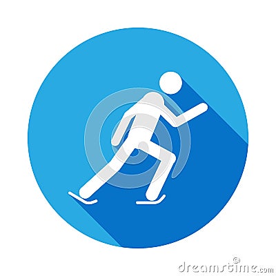 Silhouette Ice skating athlete isolated icon with long shadow. Winter sport games discipline signs and symbols can be used for web Stock Photo