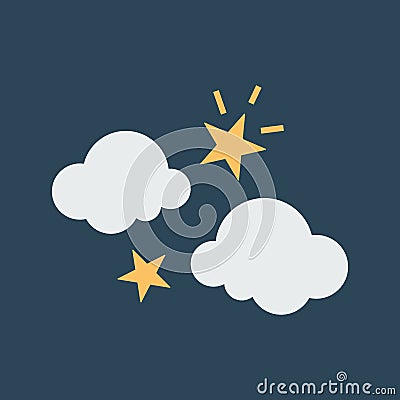 Silhouette icon clouds and stars Vector Illustration