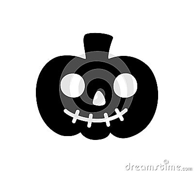 Silhouette icon of smiling halloween pumpkin Vector Illustration