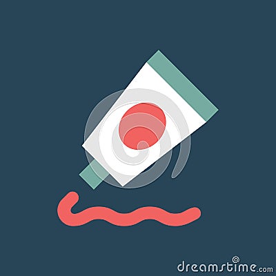 Silhouette icon squeezing cream. Flat vector illustration. Vector Illustration