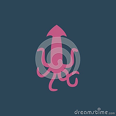 Simple vector illustration with ability to change. Silhouette icon squid Vector Illustration