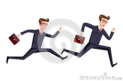 Silhouette illustration of a businessman running with briefcase, business, energetic, dynamic concept art Vector Illustration