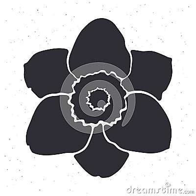 Silhouette illustration of flower daffodil. Hand drawn vector template Vector Illustration