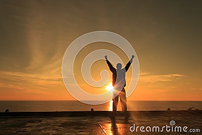 Silhouette Image of Happy Man Stock Photo