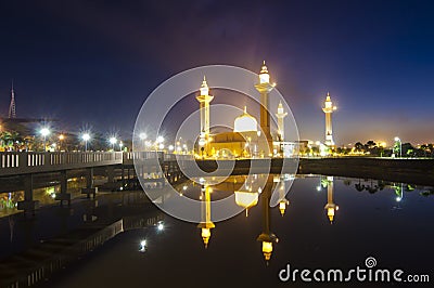 The silhouette image of sunset at mosque. Stock Photo