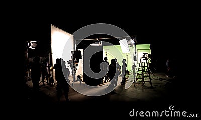 Silhouette images of video production behind the scenes Stock Photo