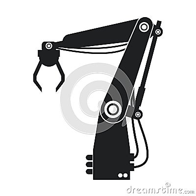 Silhouette industrial robot arm engine futuristic Vector Illustration