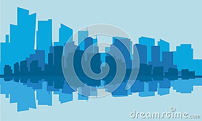 Silhouette of industry with blue background Vector Illustration