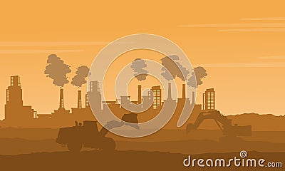 Silhouette of industry with pollution bad environment Vector Illustration