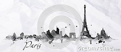 Silhouette ink Paris Vector Illustration