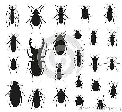 Silhouette insect set on the white Vector Illustration
