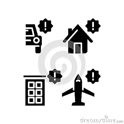 Silhouette insurance icons design isolated on white background Stock Photo