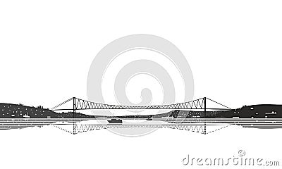 Silhouette of Istanbul Bosphorus Bridge Vector Illustration