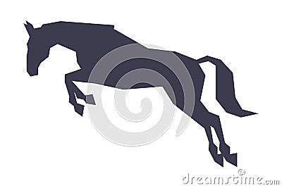 Silhouette of Jumping Racing Horse, Derby, Equestrian Sport Vector Illustration Vector Illustration