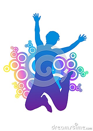 Silhouette of jumping woman. Vector Illustration