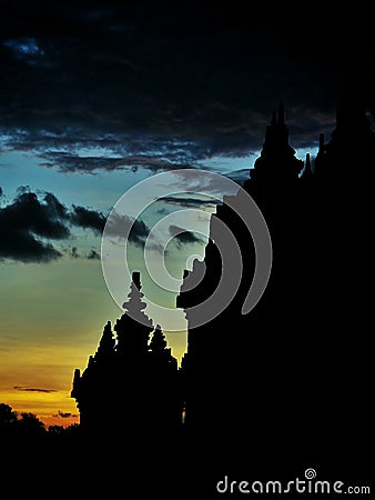 The Silhouette of Kalasan Temple Stock Photo