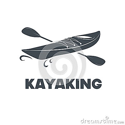 Silhouette of a kayak with a paddle on a transparent background Vector Illustration
