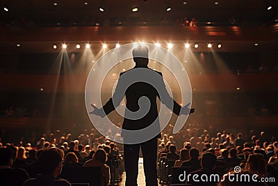 Keynote Speaker Engages Audience Stock Photo