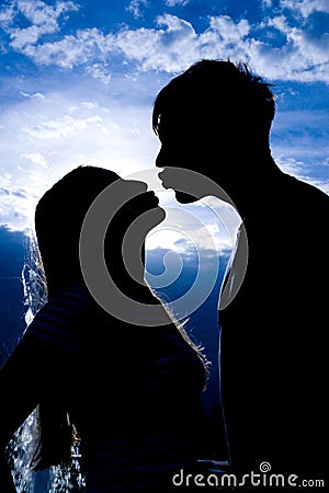 Silhouette Of Kissing People Royalty Free Stock Photo - Image: 5686435
