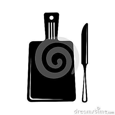Silhouette Kitchen table and knife Vector Illustration