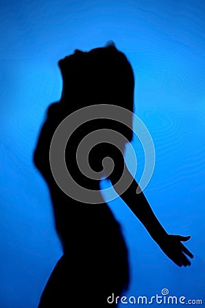 Silhouette lady blue Stock Photo