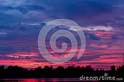 Silhouette of lagoon with shadow wild on twillight time. Stock Photo