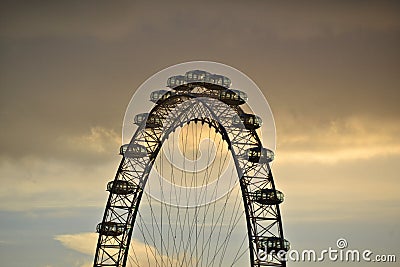 Silhouette of the landmark, the London Eye in England Editorial Stock Photo