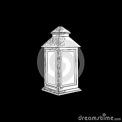 Silhouette lantern for design element on black background Stock Photo