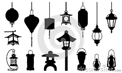 Silhouette of Lantern Icon Illustration - Arabic Chinese Japanese and Modern Vector Illustration