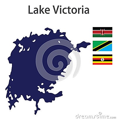 Silhouette of a large world lake, the Victoria Vector Illustration