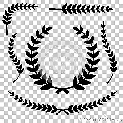 Silhouette of laurel wreath vector icon, at transparent effect background Vector Illustration