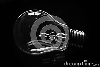 Silhouette of a light bulb in black and white Stock Photo