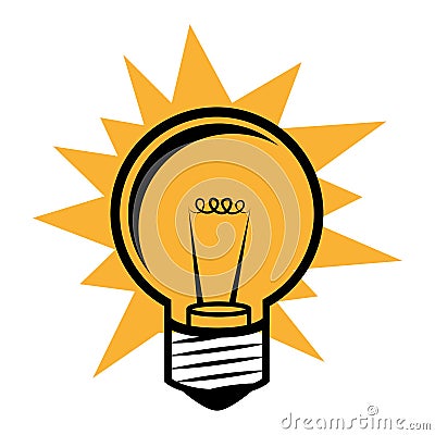 Silhouette light bulb in pop art design Vector Illustration