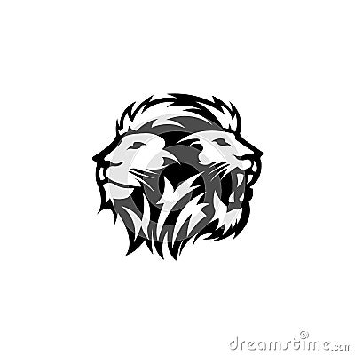 Silhouette of Lion,head two lion Vector illustration Vector Illustration