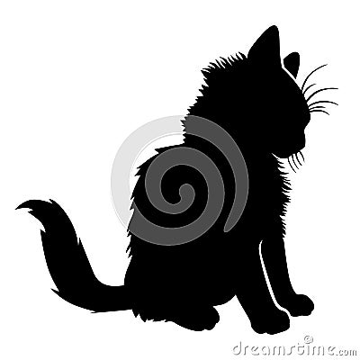 Silhouette of a little kitten sitting Vector Illustration