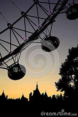 Silhouette of London Eye Editorial Stock Photo