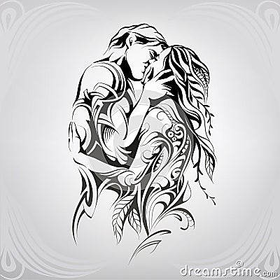 Silhouette of a loving couple. vector illustration Stock Photo