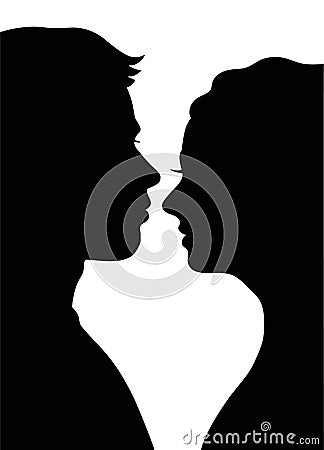 Silhouette of loving couple Vector Illustration