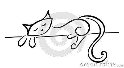 Silhouette of a lying black cat Vector Illustration