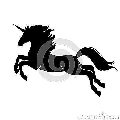 Silhouette of magical unicorn. Vector Illustration