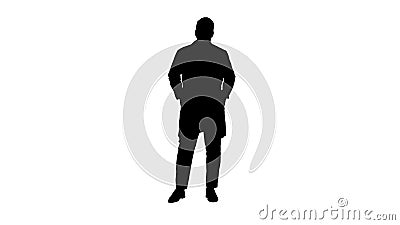 Silhouette Male African Doctor Standing With Hands In His Pockets. Stock Photo