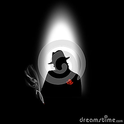 Silhouette of a man with a cigarette Stock Photo