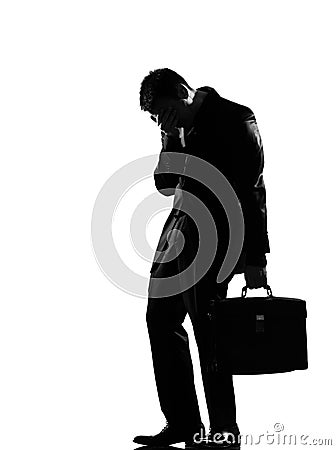 Silhouette man fatigue despair tired Stock Photo